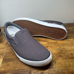 Hurley Size 13 Men's Arlo Slip On Gray White Casual Canvas Shoes Sneakers